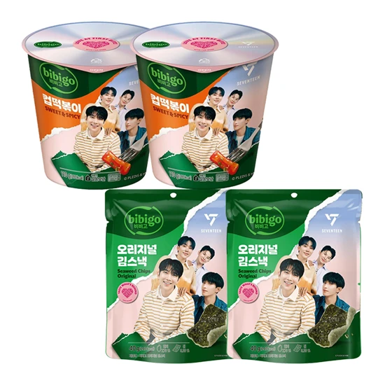 [비비고|세븐틴]비비고 컵떡볶이 110gX2개+오리지널 김스낵 40gX2개