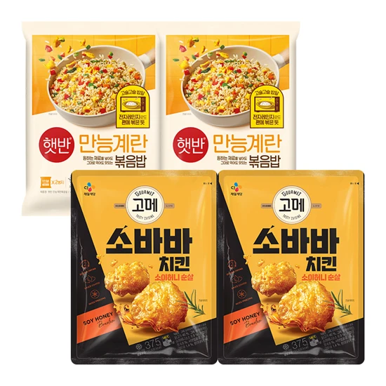 고메 소바바치킨 소이허니 순살 375gX2개+햇반쿡반 만능계란볶음밥 400gX2개