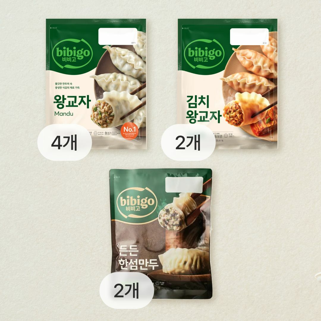[CJ더마켓] [만두세트]비비고 왕교자X4개+김치왕교자 315gX2개+든든한섬만두320gX2개 총 8개