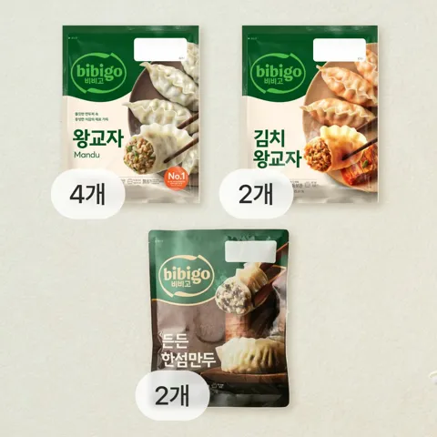 [만두세트]비비고 왕교자X4개+김치왕교자 315gX2개+든든한섬만두320gX2개 총 8개