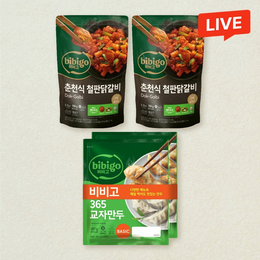 비비고 춘천식철판닭갈비 700gX2개+비비고 365교자만두 잡채 287gx2개입
