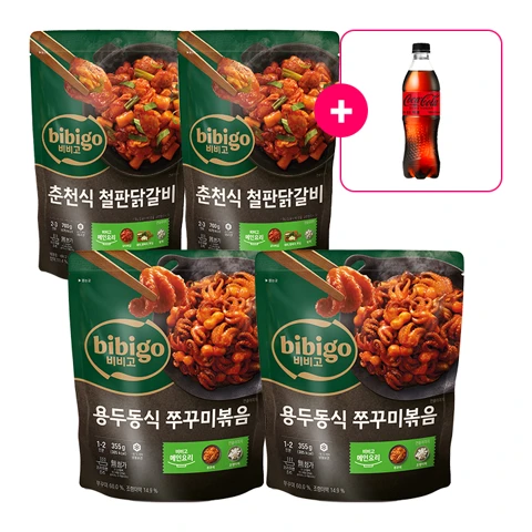 [사은품] 코카-콜라 제로 PET500ml+비비고 용두동식쭈꾸미볶음355g x 2개+비비고 춘천식철판닭갈비700g x 2개
