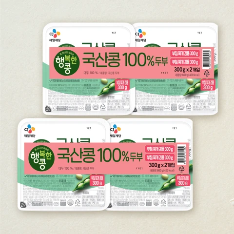 행복한콩 국산콩 100% 부침찌개 두부 300gX2개입X2개
