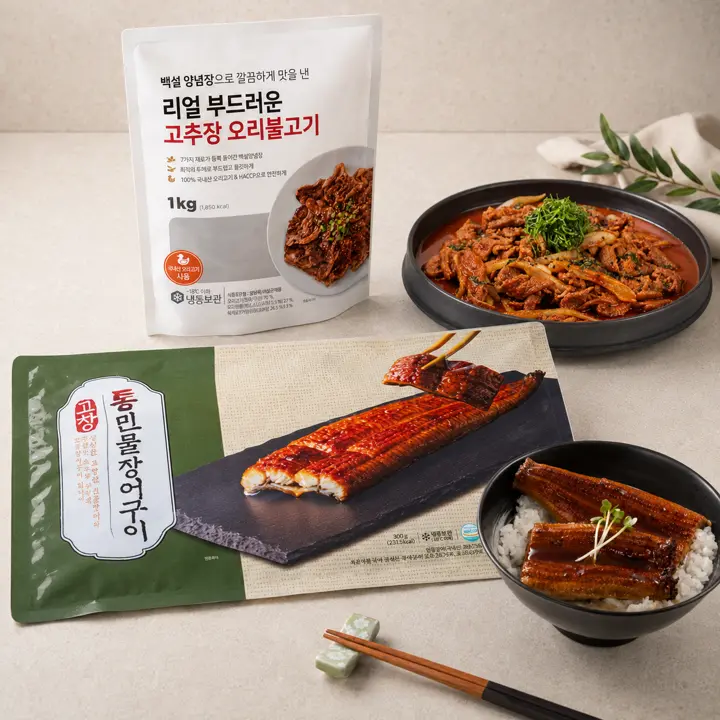 크레잇 리얼 부드러운 고추장 오리불고기1kgX1개+고창 통 민물장어구이 800g (4-6미)X1개