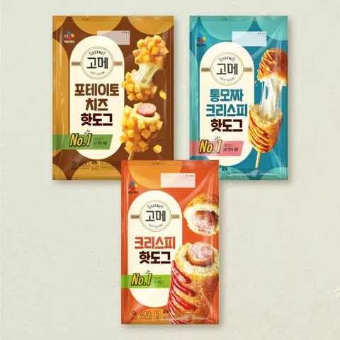 고메 포테이토치즈 핫도그 400g+통모짜 핫도그 340g+크리스피 핫도그 400g