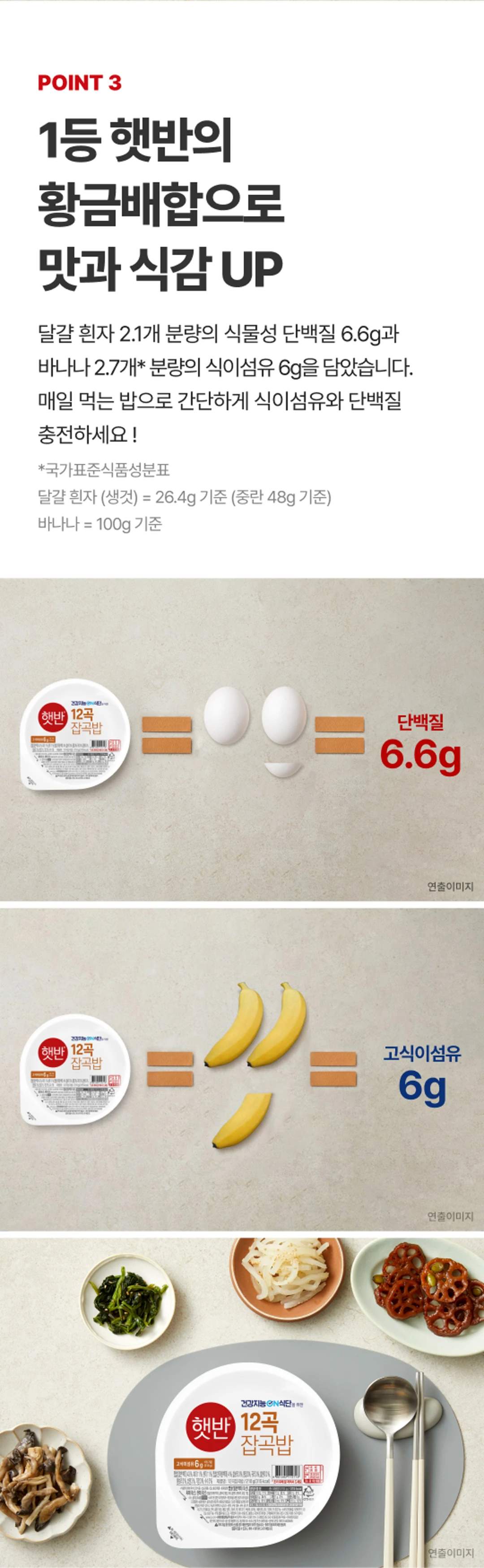햇반 라이스플랜 12곡 잡곡밥 영양 성분 — 단백질 8g, 식이섬유 7.2g