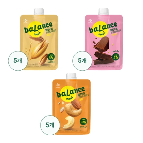 [프로틴쉐이크세트] 밸런스밀 프로틴 쉐이크 귀리X5개+카카오X5개+견과X5개 총 15개