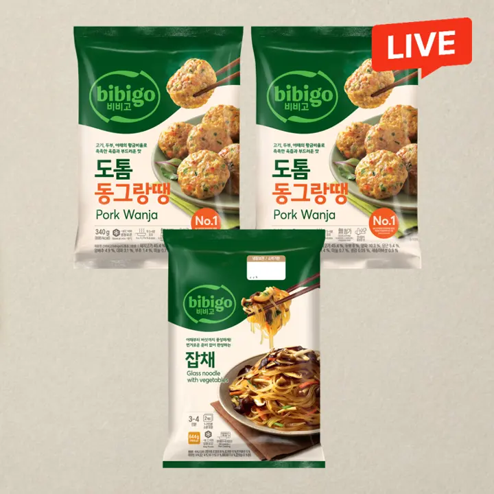 비비고 잡채 644g+비비고 도톰 동그랑땡 340gX2개(총 3개)
