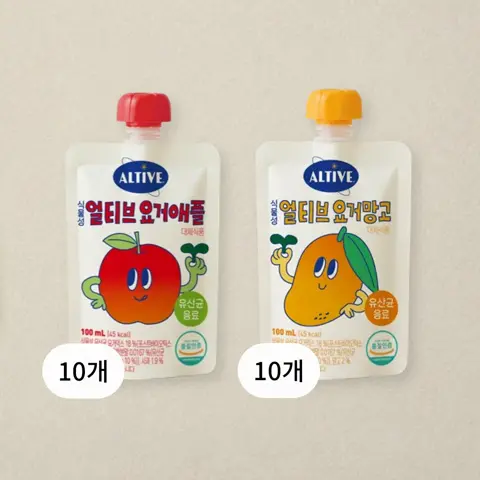 얼티브 요거애플 100mlX10개+얼티브 요거망고 100mlX10개