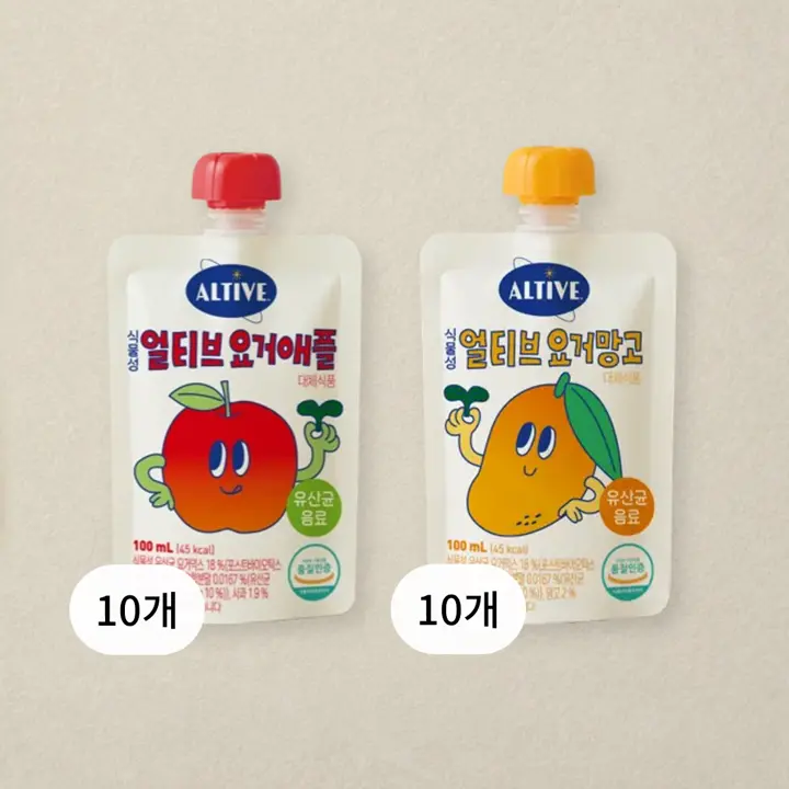 얼티브 요거애플 100mlX10개+얼티브 요거망고 100mlX10개
