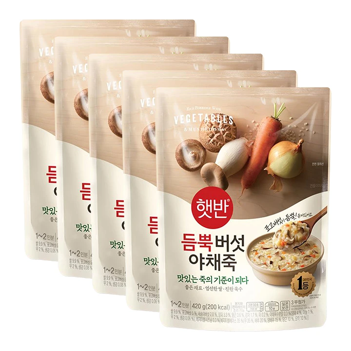 [무료배송][5+5]]햇반 듬뿍 버섯야채죽 420g