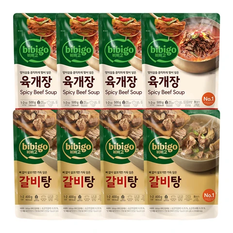 [500개한정]비비고 육개장 500gX4개+비비고 갈비탕 400gX4개