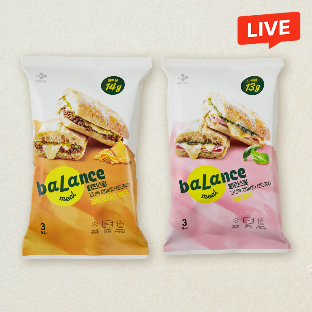 [CJ더마켓] 밸런스밀 치아바타 잠봉뵈르 390g(3입)+밸런스밀 치아바타 비프 콰트로치즈 420g(3입)