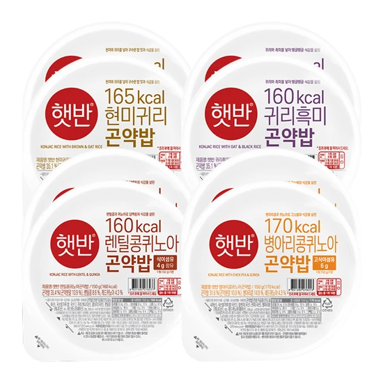 현미귀리곤약밥150GX2개+귀리흑미곤약밥150GX2개+병아리콩퀴노아곤약밥150GX2개+렌틸콩퀴노아곤약밥150GX2개