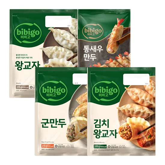 [간편야식] 비비고 만두 4종(비비고 왕교자315g+김치왕교자315g+군만두315g+통새우만두200g(소비기한: 2025-12-13))
