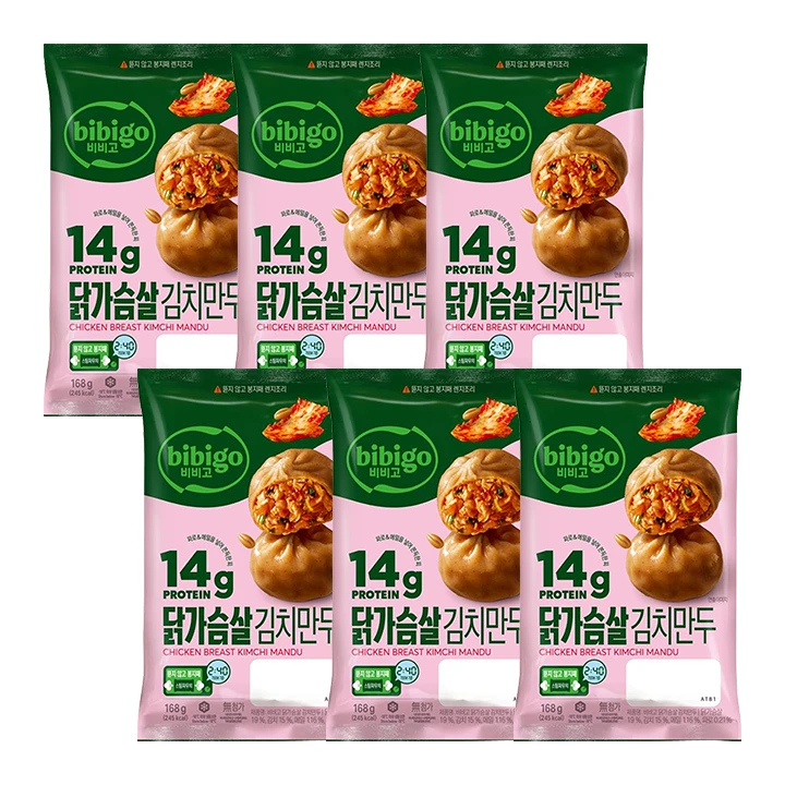 [무료배송]비비고 닭가슴살 김치만두 168gX6개