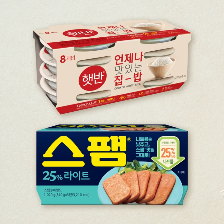 [담백조합]햇반 210gX8개+스팸 25%라이트 340gX3개