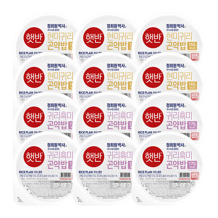 [정희원 박사 레시피]햇반 현미귀리곤약밥150gX6개+귀리흑미곤약밥150gX 6개(총 12개)