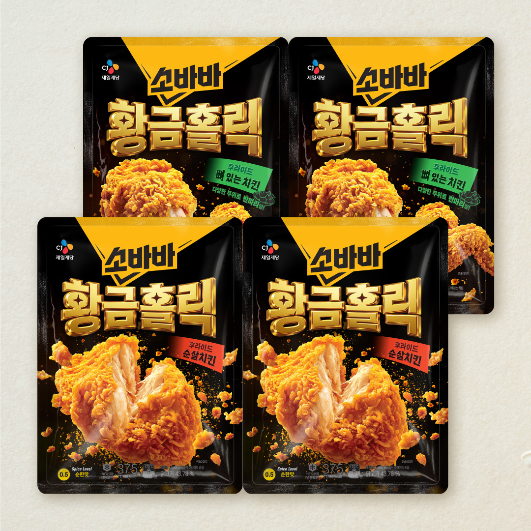 [무료배송]황금홀릭 순살 375gX2개+뼈있는치킨 반마리 410gX2개 (총 4개)