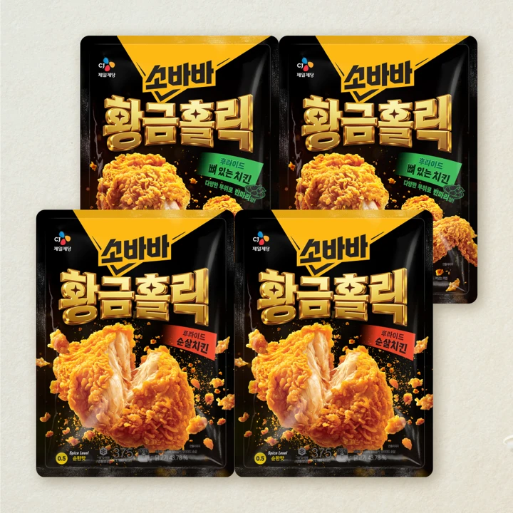 [무료배송]황금홀릭 순살 375gX2개+뼈있는치킨 반마리 410gX2개 (총 4개)