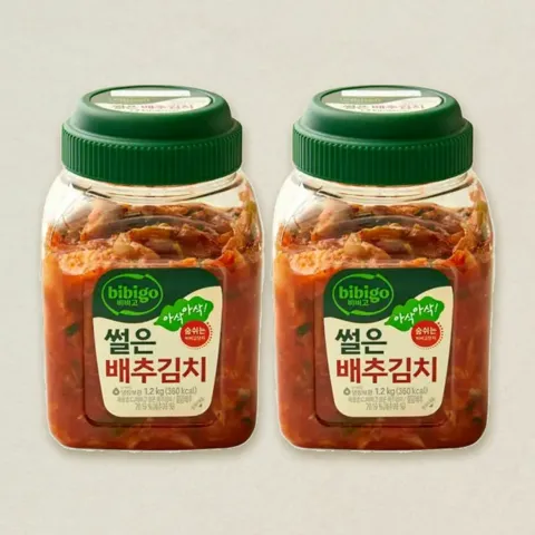 [숨쉬는 용기]비비고 썰은배추김치1.2kg(용기형)X2개