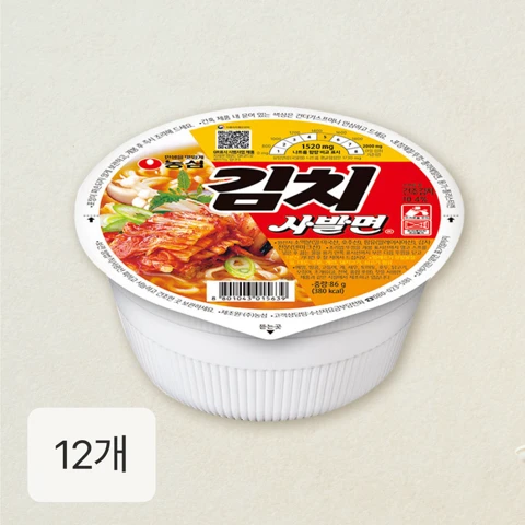농심 김치 사발면 86gX12개
