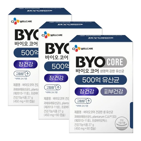 부자유산균 바이오코어 500억 유산균 60캡슐(1개월)X3개