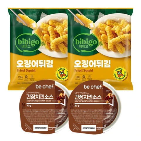 비비고 오징어튀김 180gX2 +간장치킨소스 30gX2