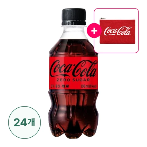 [행사]코카-콜라 제로 300ml x 24개+[증정]면파우치