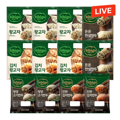 만두파티팩🥟비비고 왕교자+김치왕교자+든든한섬만두+청양고기만두+진한김치만두(총 12개)