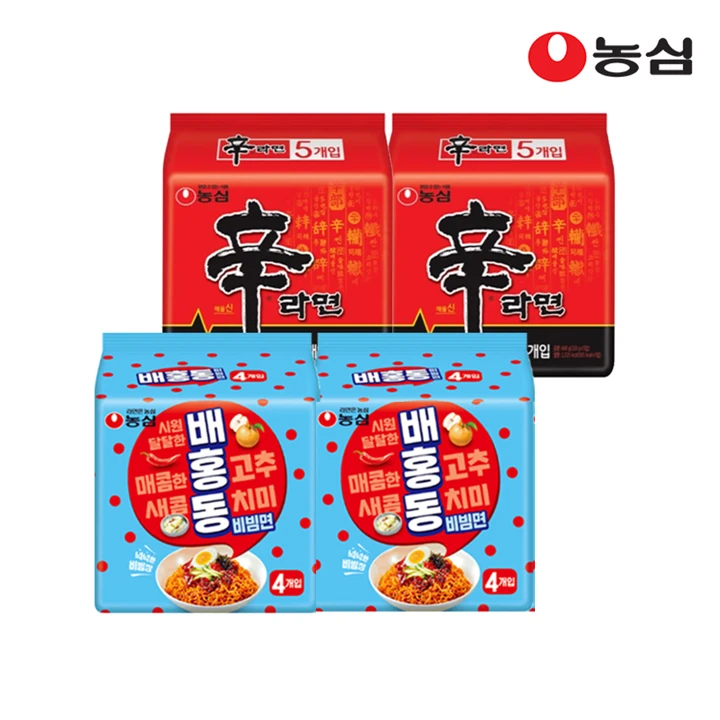 농심 신라면 10개+배홍동비빔면 8개