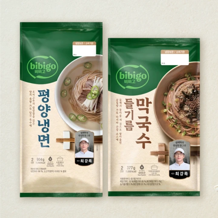 비비고 평양냉면 904g(2인분) + 비비고 들기름막국수 377g(2인분) (총 2개)