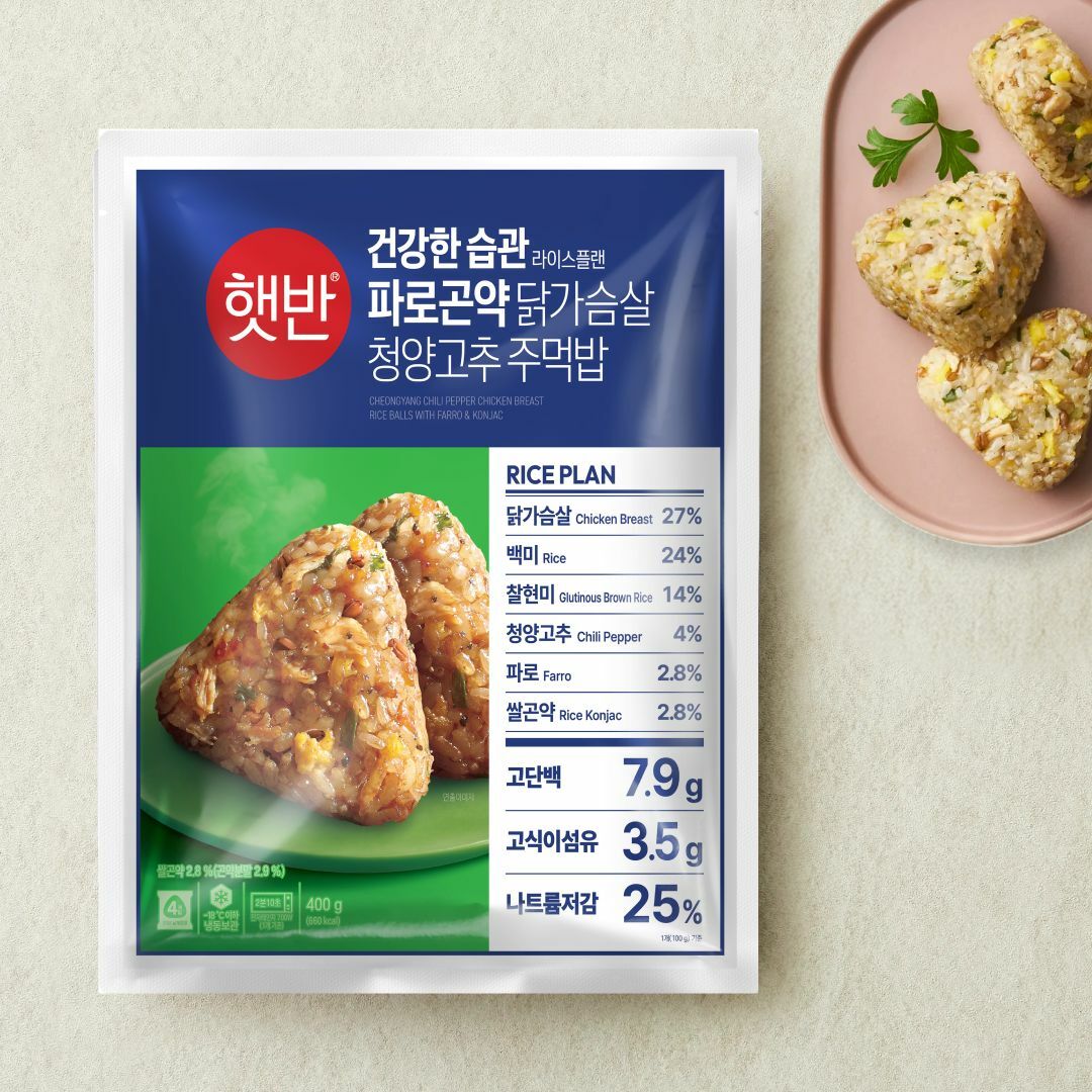 [CJ더마켓] 햇반 파로곤약 닭가슴살 청양고추 주먹밥 400g