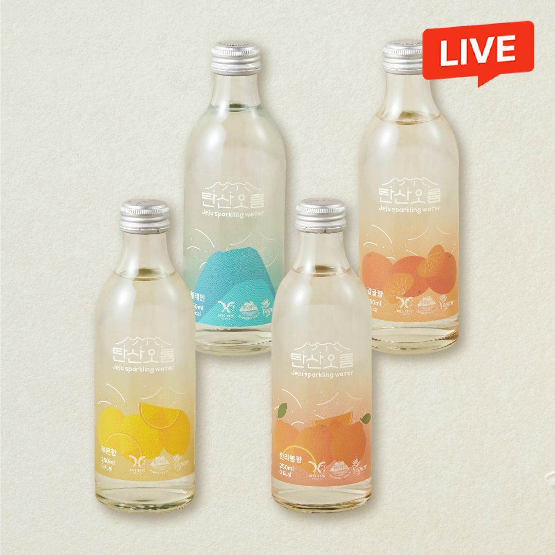 [CJ더마켓] 제주 탄산오름 탄산수 250ml 4종(플레인+제주감귤+제주레몬+한라봉)