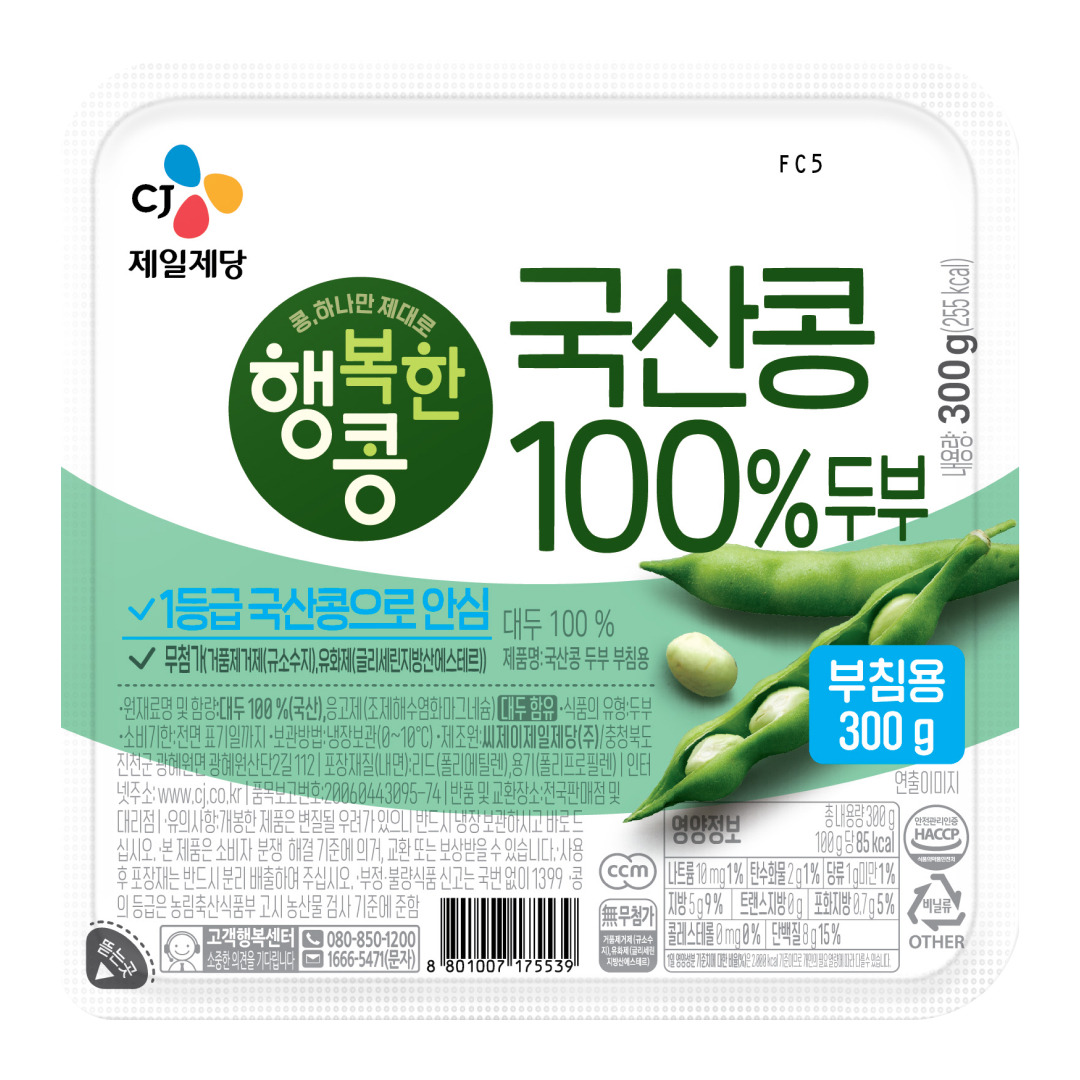 행복한콩 국산콩100%두부 부침용 300g