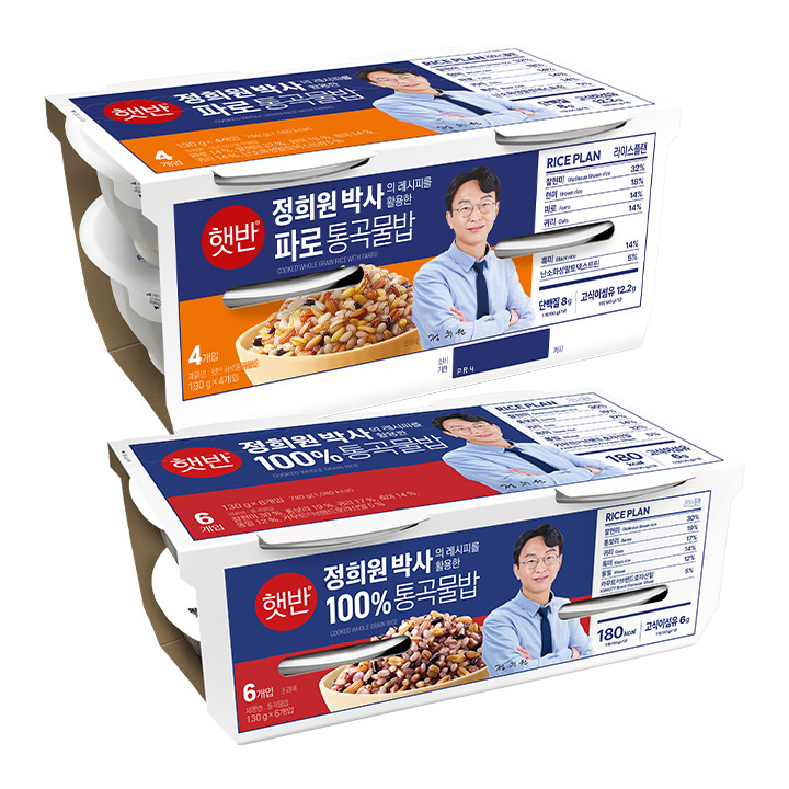 [정희원 박사 레시피]햇반 파로통곡물밥 4번들+100% 통곡물밥 6번들