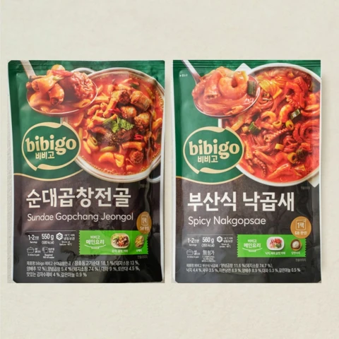[간편조리 밀키트세트] 비비고 순대곱창전골 550g+부산식낙곱새 560g