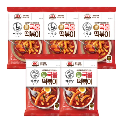 [떡볶이세트]미정당 국물떡볶이401.2g(쌀떡X3개+밀떡X2개) 총 5개