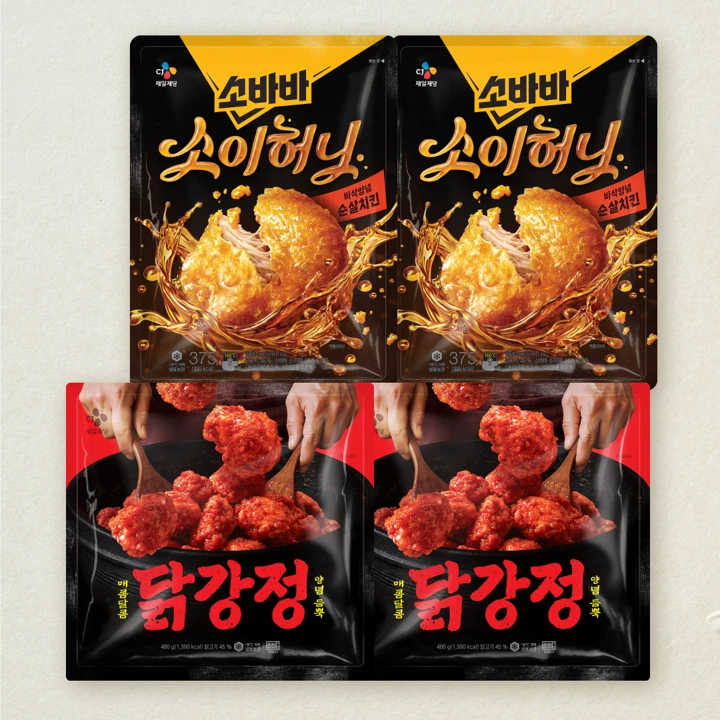 [무료배송]소바바 소이허니순살 375gX2개+CJ 닭강정 480gX2개 (총 4개)