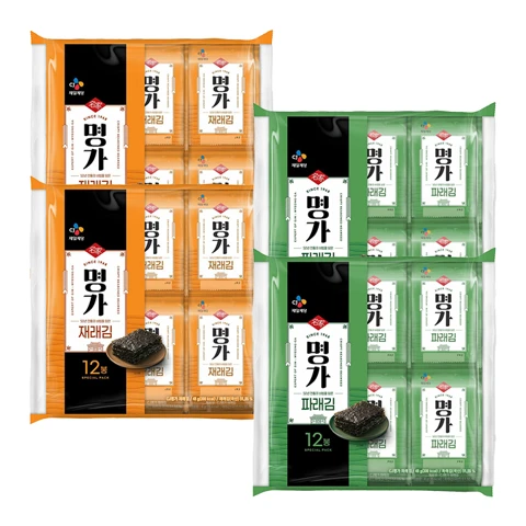 [명가김세트]CJ명가 재래+파래김 (4g×12봉×각 2입) 총48봉