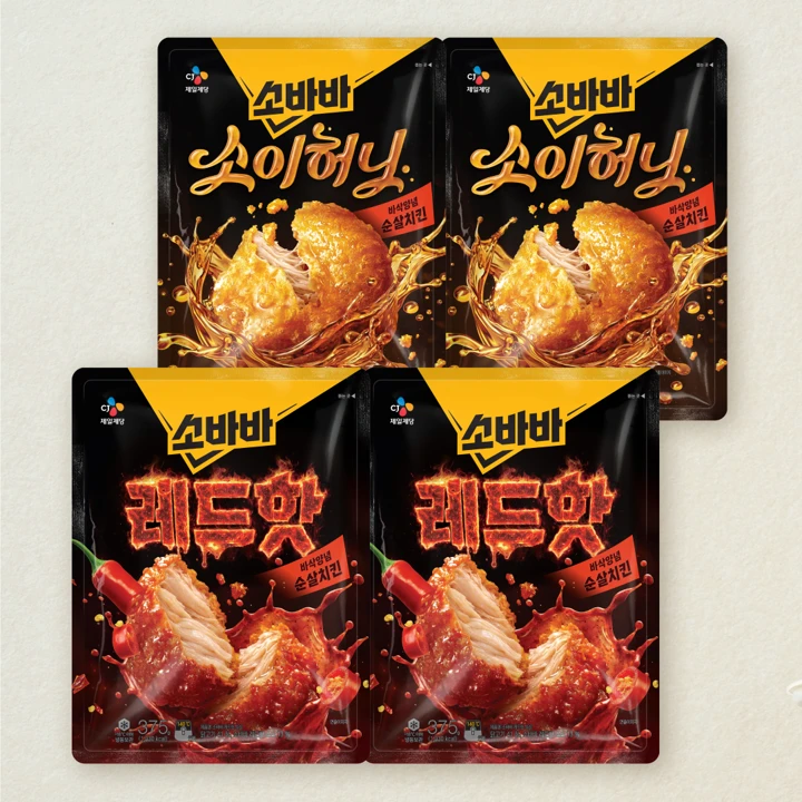 [무료배송]소바바 소이허니 순살375gX2개+레드핫순살375gX2개 (총 4개)