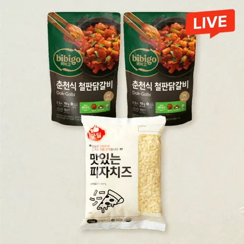 비비고 춘천식철판닭갈비 700gx2개+굿딜 모짜렐라 99% 맛있는 피자치즈 1kg