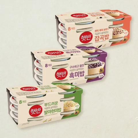 [햇반 잡곡밥 세트] 햇반 발아현미 210gX8개+잡곡밥 210gX8개+흑미밥 210gX8개(총24개)