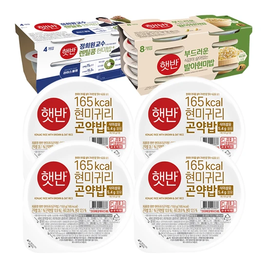 [현미덕후]햇반 렌틸콩현미밥 4번들+발아현미밥 210gX8번들+현미귀리곤약밥 150gX4개(총16개)