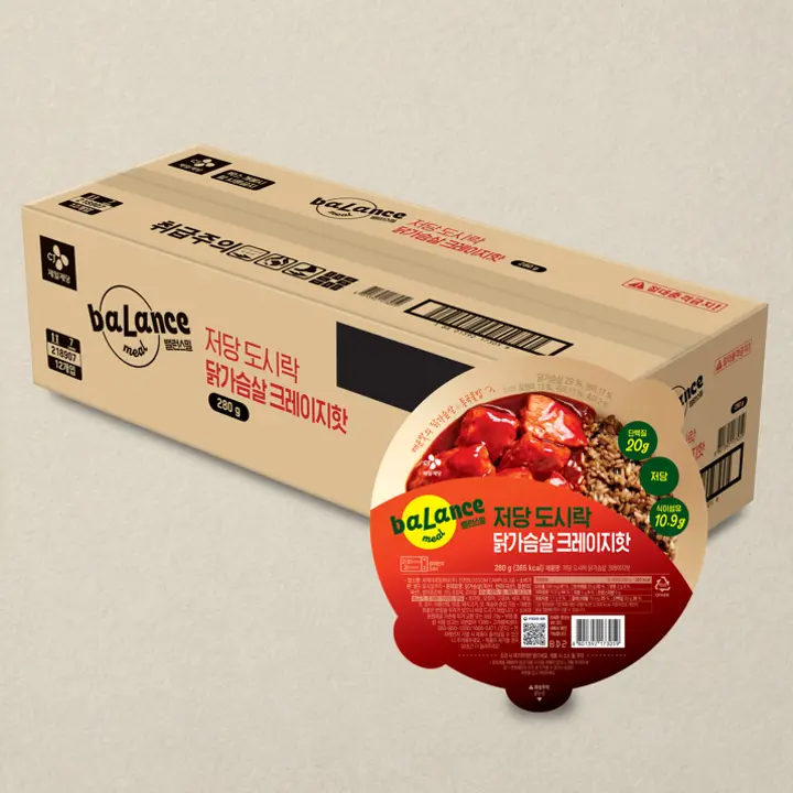 [박스특가]밸런스밀 저당도시락 닭가슴살 크레이지핫 280gX12개