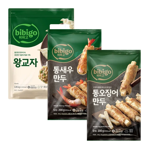 비비고 통새우만두 200g X 1개 + 비비고 통오징어만두 200g X 1개 +비비고 왕교자 1.05kg X 1개
