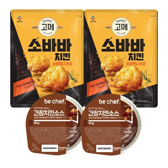 고메 소바바치킨 소이허니 순살 375gX2+간장치킨소스 30gX2