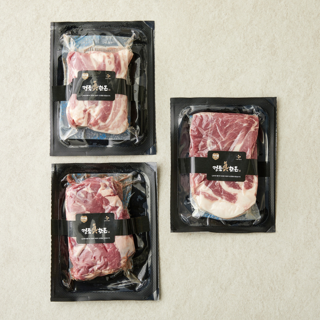정품진 한돈 삼겹살+목살+갈매기살 (각 300g 총 900g)