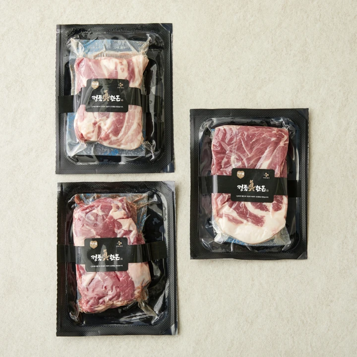 정품진 한돈 삼겹살+목살+갈매기살 (각 300g 총 900g)