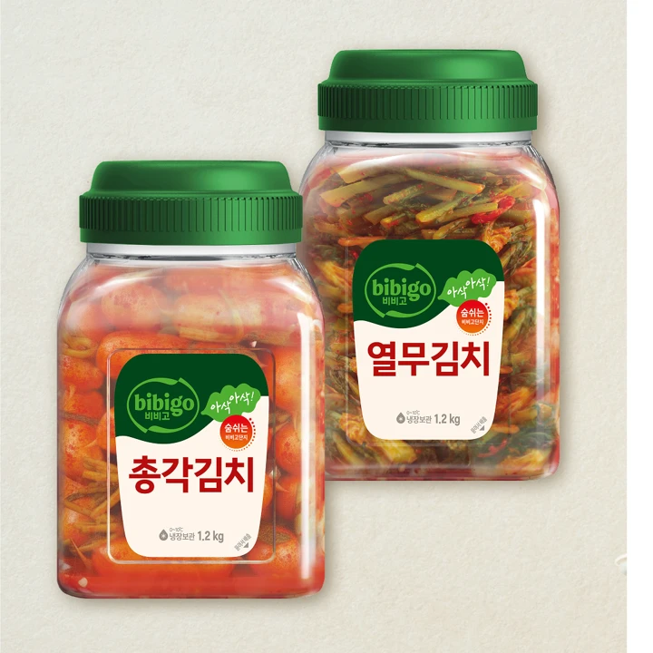 [숨쉬는용기]비비고 열무김치 1.2kg+총각김치 1.2kg